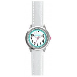 Bílé třpytivé dívčí hodinky se kamínky CLOCKODILE SPARKLE CWG5090