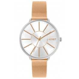 Rose gold dámské hodinky MINET PRAGUE Rose Gold Bicolor MESH MWL5139