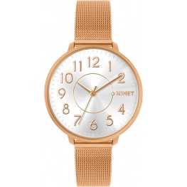 Rose gold dámské hodinky MINET PRAGUE Rose MESH s čísly MWL5152