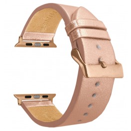 Rose gold kožený řemínek MINET Top Grain pro APPLE WATCH 42-44 mm MSXAYR2