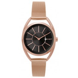 Růžovo-černé dámské hodinky MINET ICON ROSE GOLD BLACK MESH MWL5018