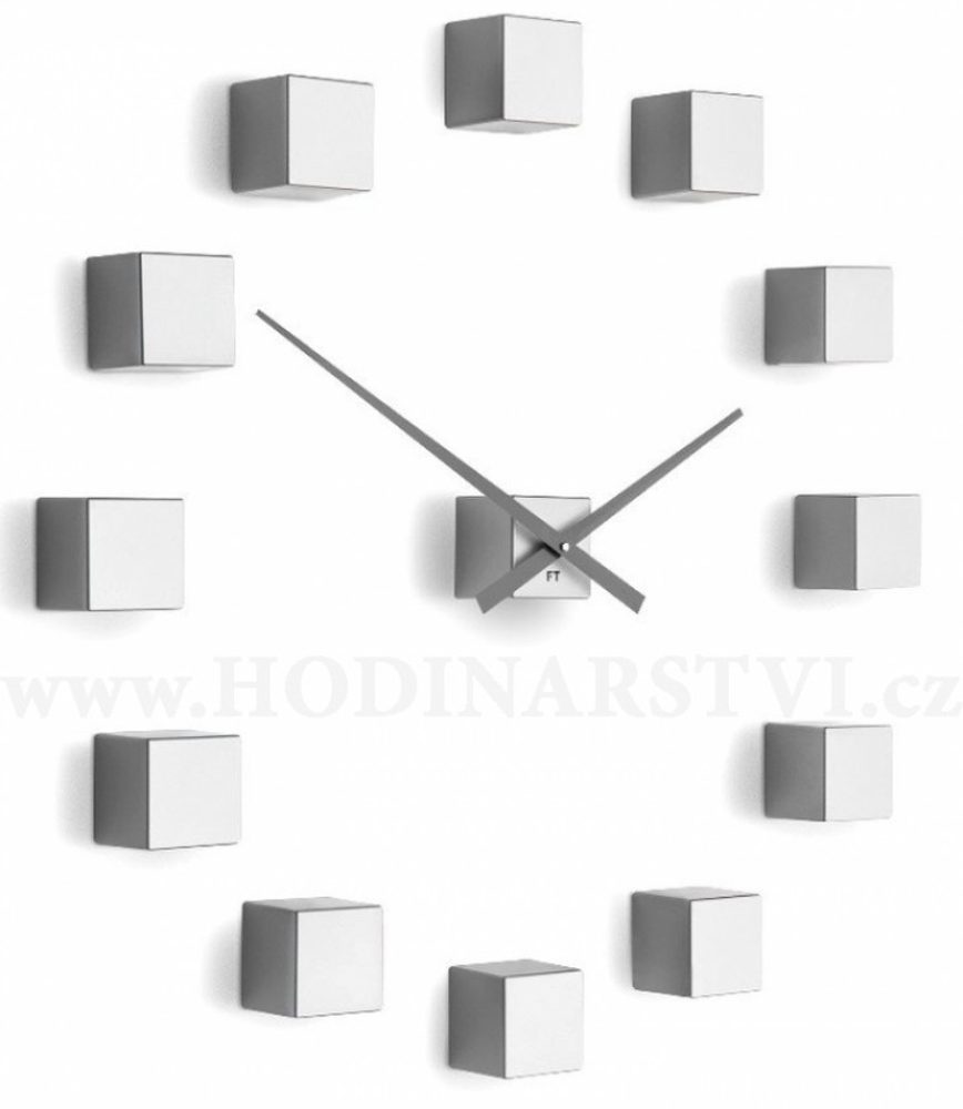 Designové nástěnné nalepovací hodiny Future Time FT3000SI Cubic silver